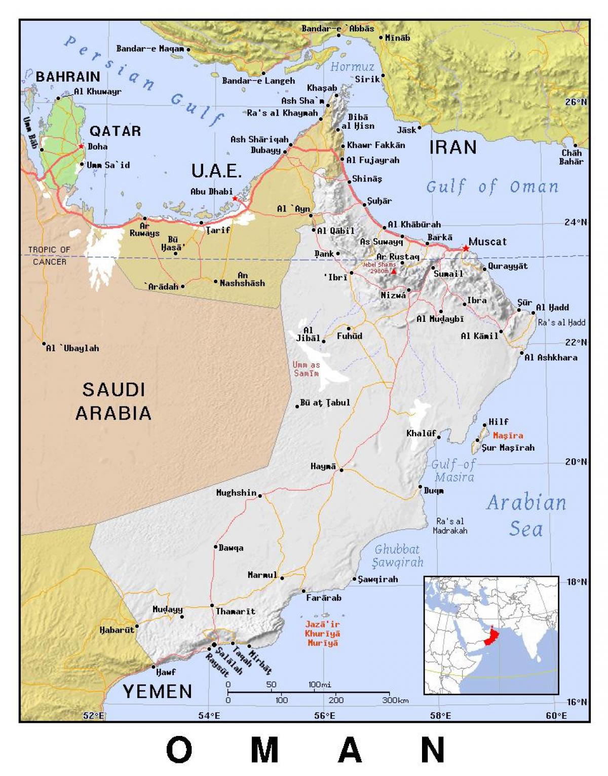 خريطة عمان السياسي